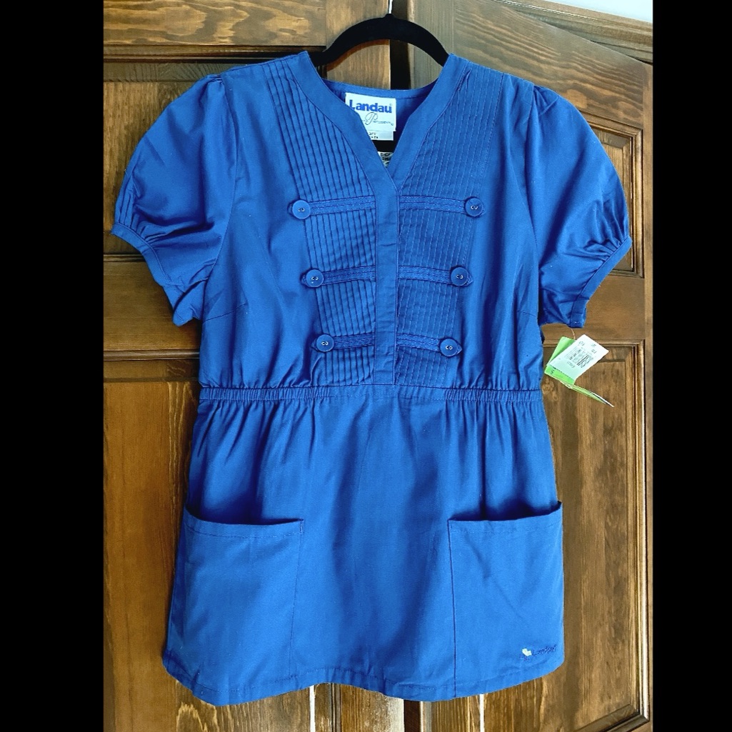 Nwt: Landau Navy Blue Scrub Top